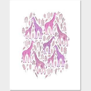 Pink Giraffe Pattern Posters and Art